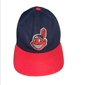 Vintage 90s Cleveland Indians Mesh Trucker Snapback Hat *FLAWS*